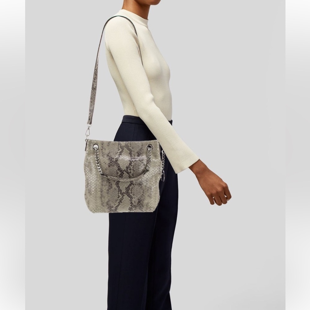 Michael Kors Bag Jet Set Chain Snakeskin Gather Shoulder Tote Crossbody Bag